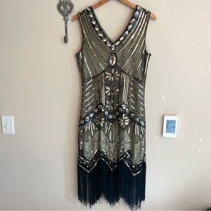 Sequin Flapper Dress Sleeveless Large